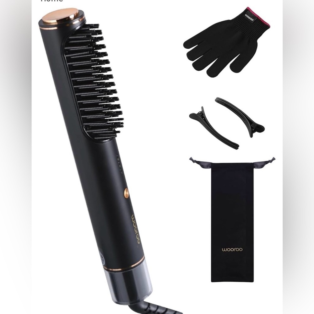 Ceramic Ionic Brush Straightener Fast Smooth, glove, clips, carrying bag set NIB